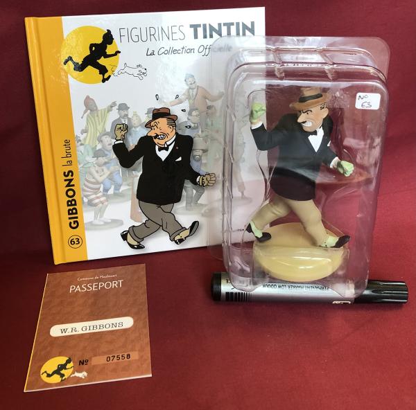 Tintin (figurines Moulinsart) # 63 - Gibbons la brute - en boîte avec livret + passeport