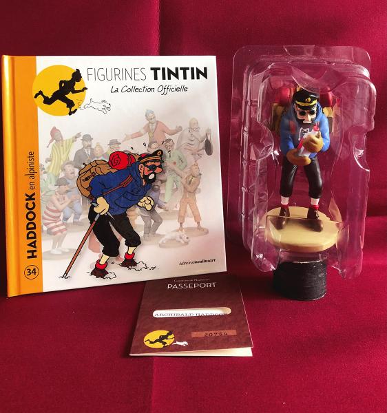Tintin (figurines Moulinsart) # 34 - Haddock alpiniste - en boîte avec livret + passeport