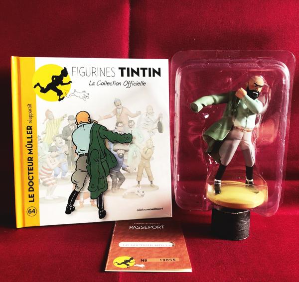Tintin (figurines Moulinsart) # 64 - Le docteur Müller - en boîte avec livret + passeport